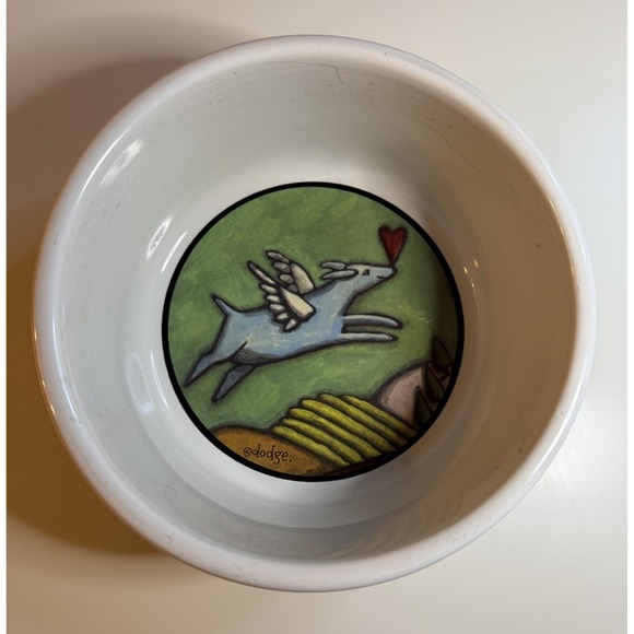 Ursula Dodge Designs for Signature Housewares Other - Ursula Dodge Flight Of The Blue Dog Stoneware Dog Bowl Pet Dish 7" Signature